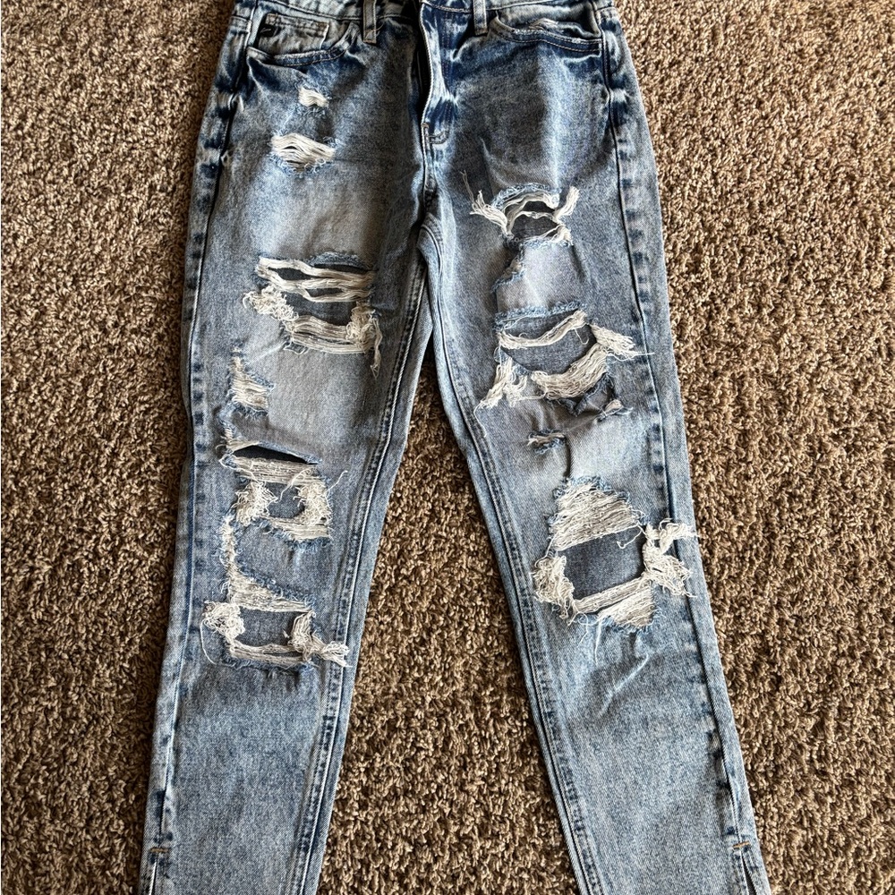 Distressed Blue Jeans